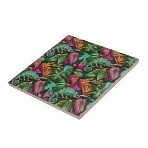 Carreau Rêves de jungle de caméléon Motif de surface trans
