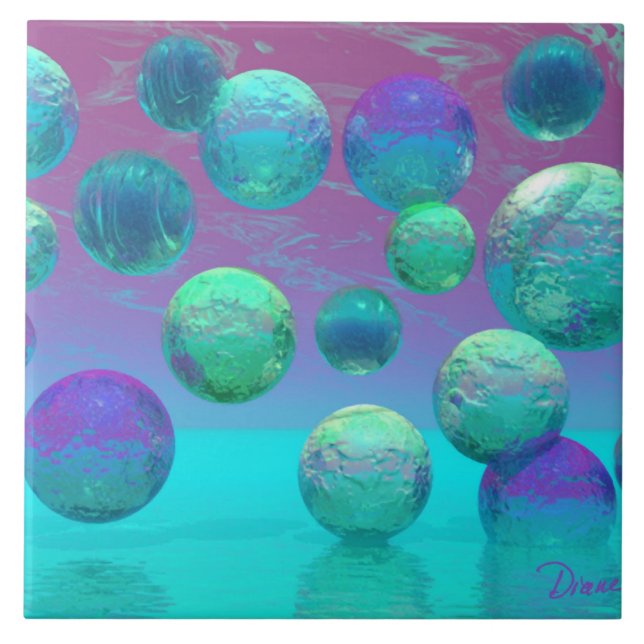 Carreau Rêves d'océan - Aqua et imaginaire violet d'océan (Devant)