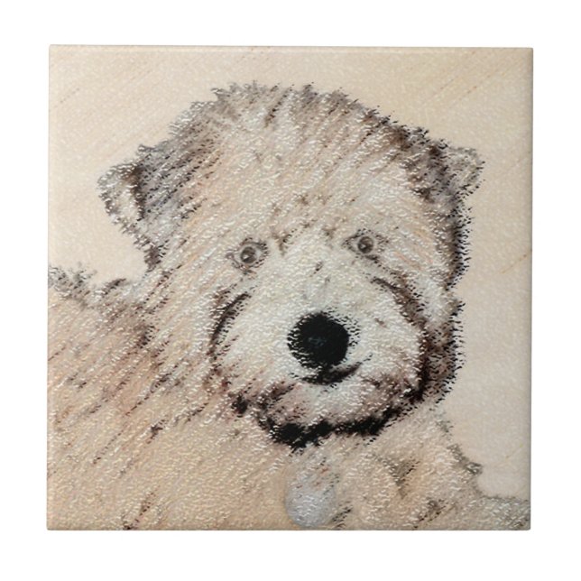 Carreau Revêtu doux Roue Peinture Terrier Art original (Devant)