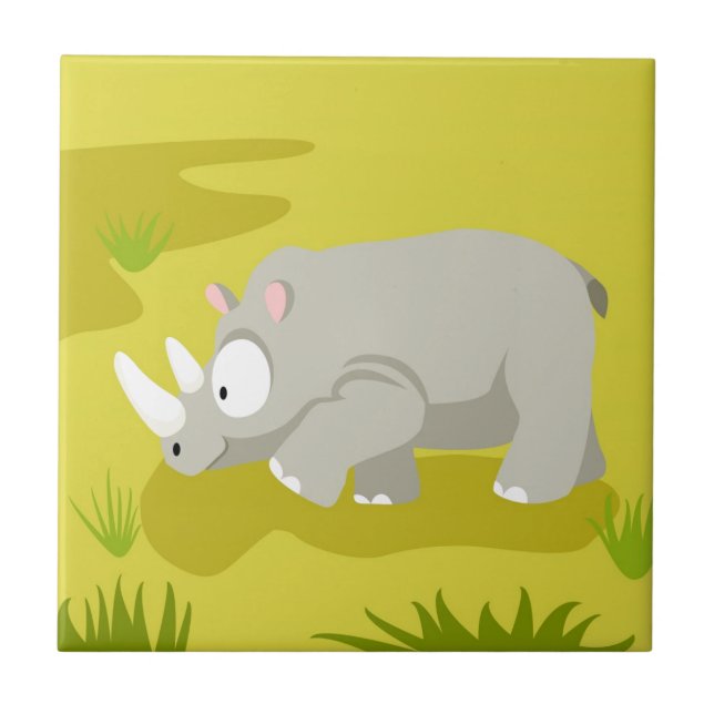 Carreau Rhinocéros de mon serie d'animaux du monde (Devant)
