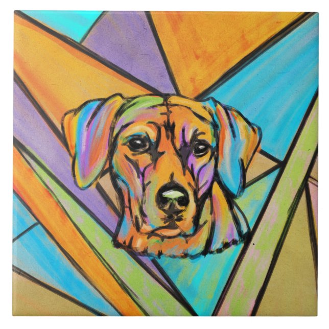 Carreau Rhodesian Ridgeback Watercolor Portrait (Devant)