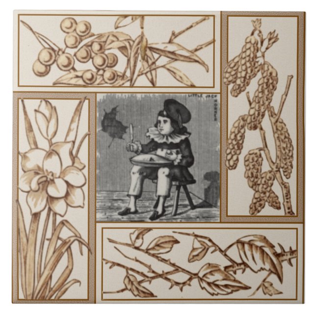 Carreau Rhyme de la petite fille victorienne Jack Horner (Devant)