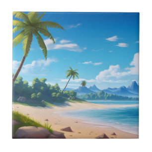 Carreau Rivage de plage sablonneuse d'île océanique tropic