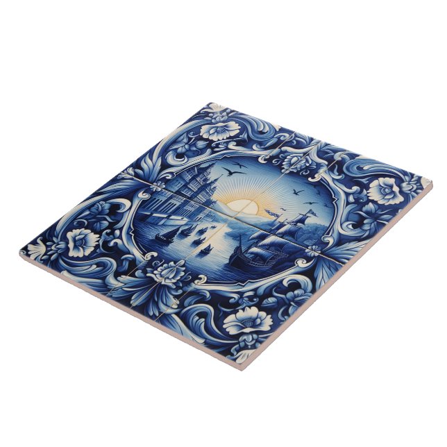 Carreau Rivière Rustique Indigo Azulejos (Côté)