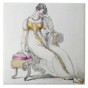 Carreau Robe du soir ou robe mariage, assiette de mode de