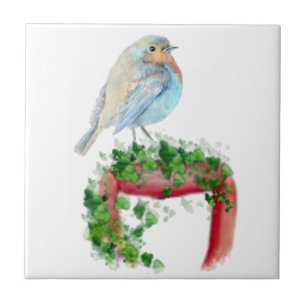 Carreau Robin, Oiseau, Aquarelle, Nature