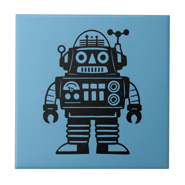 Carreau Robot Inspiré du Milieu du Siècle Rétro (Devant)