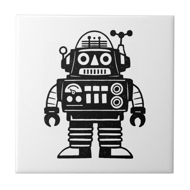 Carreau Robot Inspiré du Milieu du Siècle Rétro (Devant)