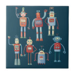 Carreau Robots Vintages rétro<br><div class="desc">Des robots retro vintages amusants,  que Grand-père a probablement fait dans son atelier.</div>