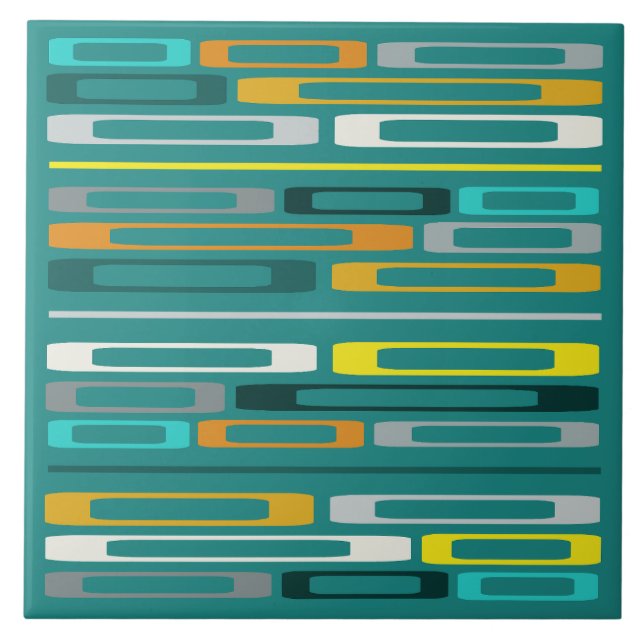 Carreau Roches plates du milieu du siècle rétro Turquoise (Devant)