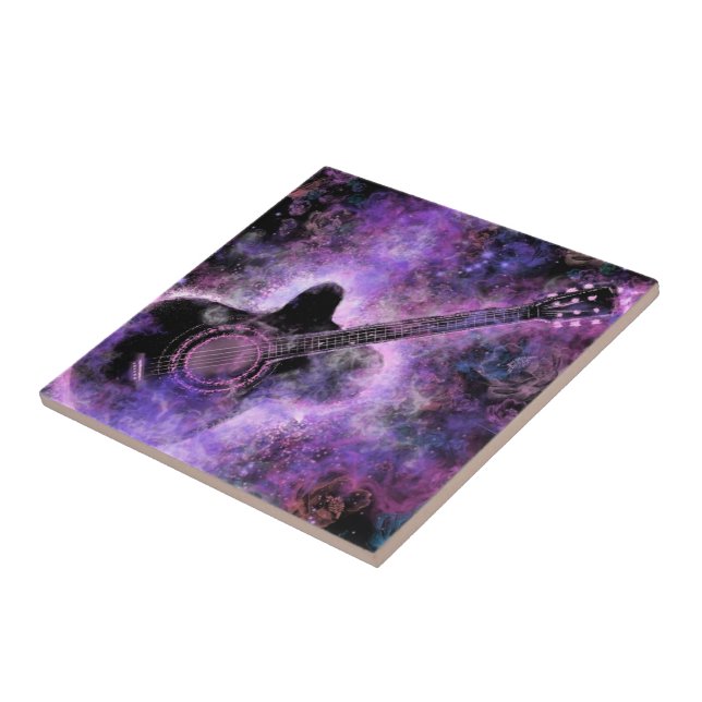 Carreau Rock N Roll Guitar Music Ceramic Tile Painting (Côté)