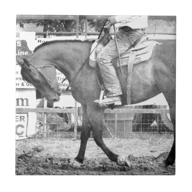 Carreau Rodeo Horse Chauffage noir et blanc (Devant)