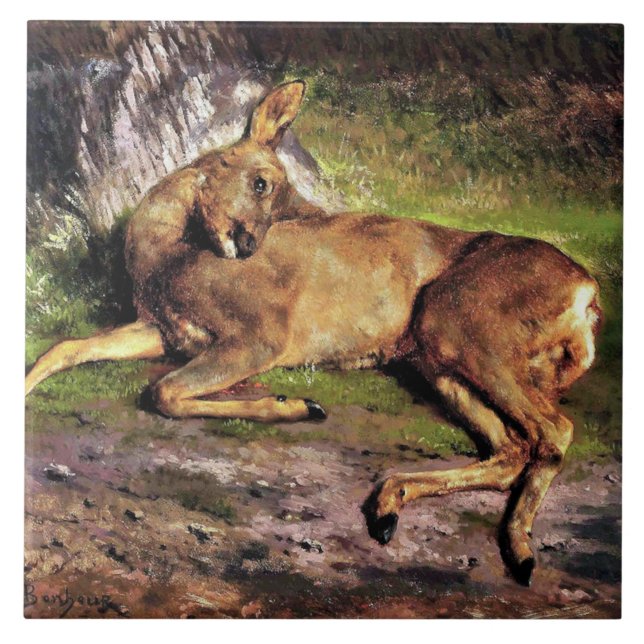 Carreau Roe Deer in the Forest (par Rosa Bonheur) (Devant)