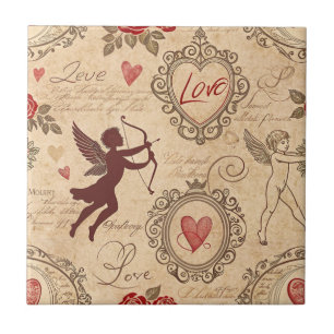 Carreau Romance de la Saint-Valentin ornée de Cupidon vict
