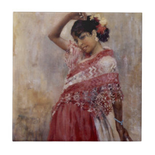 Carreau Romani Gypsy Woman Dancing (par Albert Edelfeel)