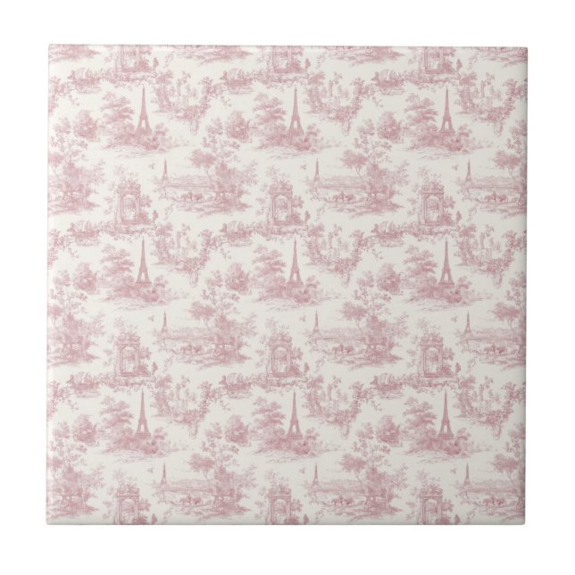 Carreau Romantic Pink French Toile Countryside Pattern (3) (Devant)