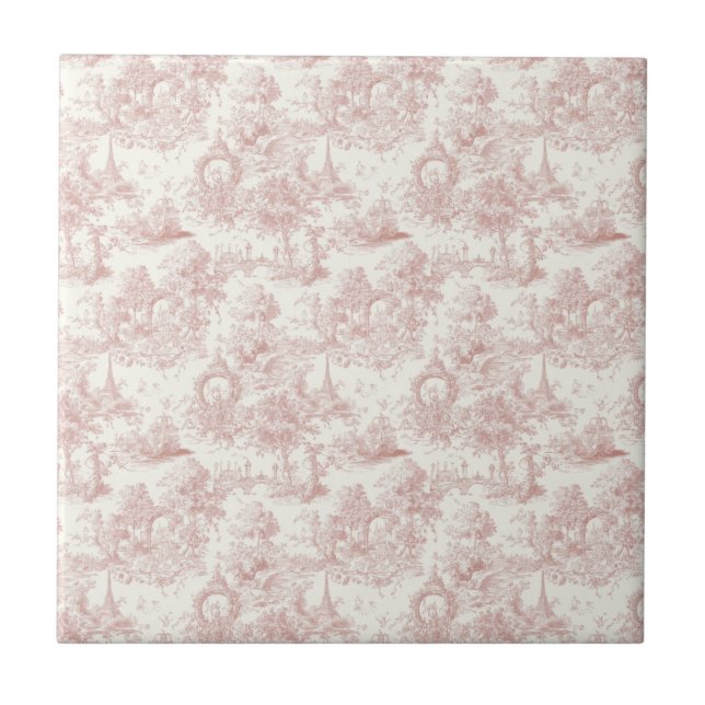 Carreau Romantic Pink French Toile Countryside Pattern (5) (Devant)