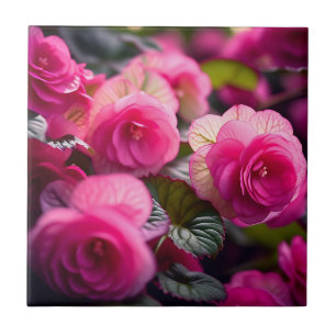 Carreau Romantique Floral Begonia Motif