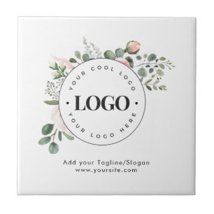 Carreau Rond Cercle Custom Company Logo Floral Green