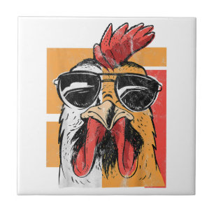 Carreau Rooster cool portant lunettes de soleil Retro Vint