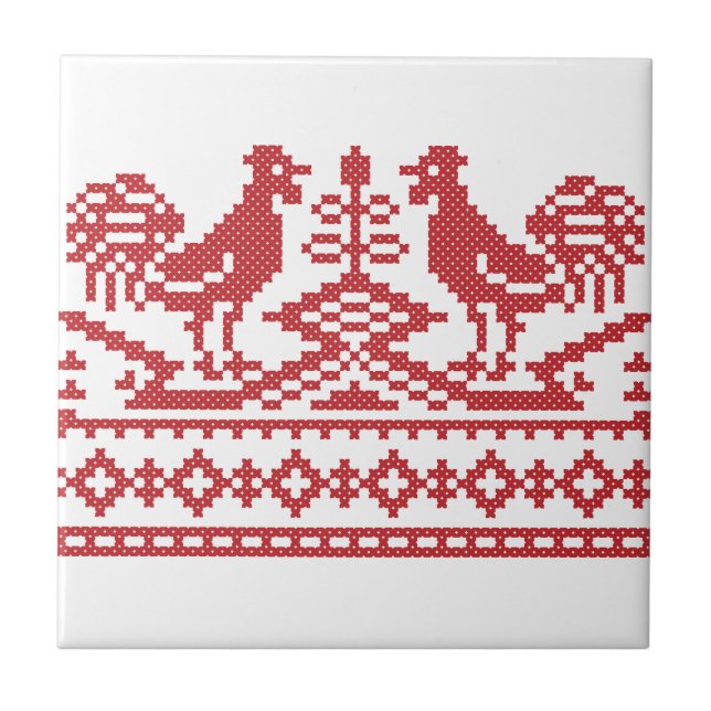 Carreau Rooster cross-stitch (Devant)