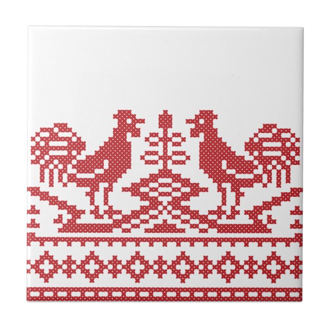 Carreau Rooster cross-stitch (Devant)