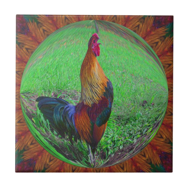 Carreau Rooster Dans Bubble Nature Carrelage D'Art Abstrai (Devant)