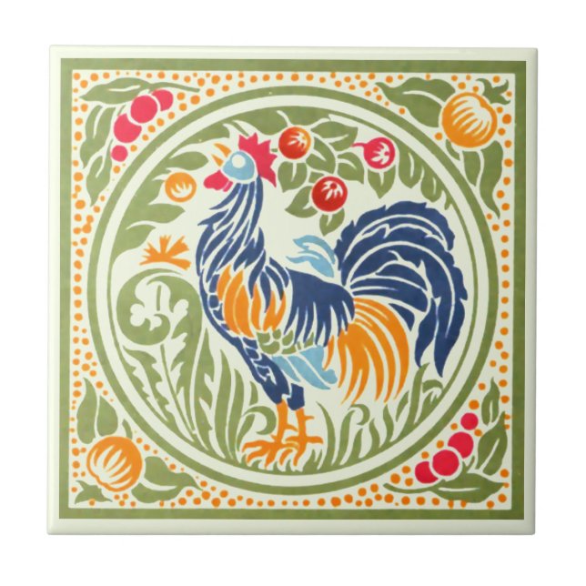 Carreau Rooster Et Fruit Art Nouveau vintage (Devant)