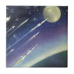 Carreau Roquettes de science-fiction vintages dans l'espac