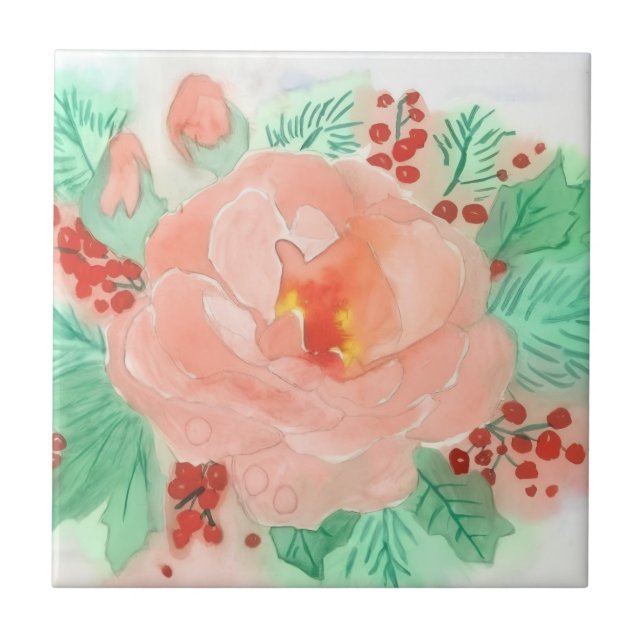 Carreau Rose aquarelle française (Devant)