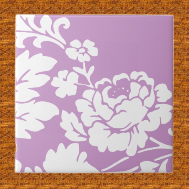 Carreau Rose blanche, couleur arrière - plan personnalisab (Créateur téléchargé)