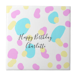 Carreau Rose bleu jaunejoyeux anniversaire enfants formes
