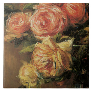 Carreau  Rose Bouquet Floral Jaune rose Élégant Vintage