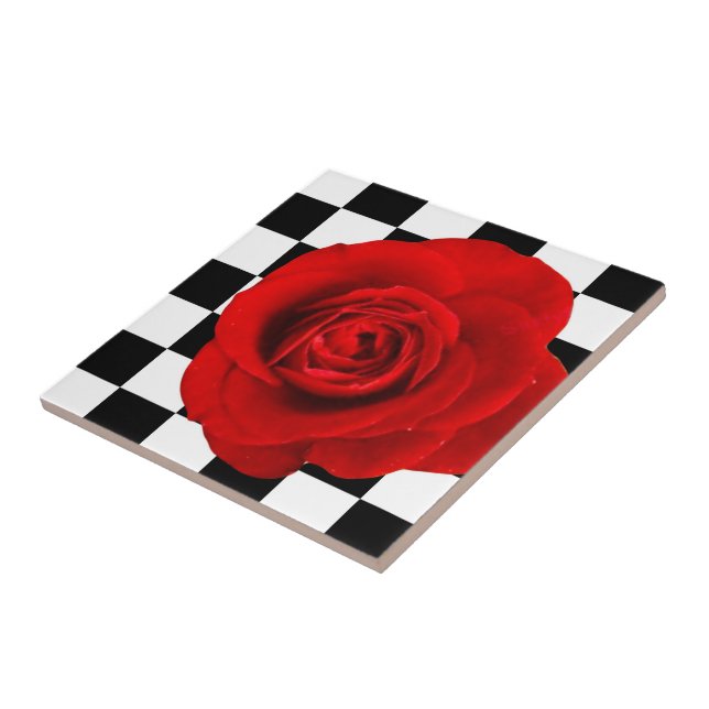 Carreau Rose Checkmate élégant rose sur un à damiers dos (Côté)