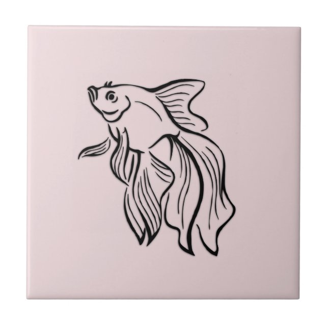 Carreau Rose de combat siamois de poissons (Devant)