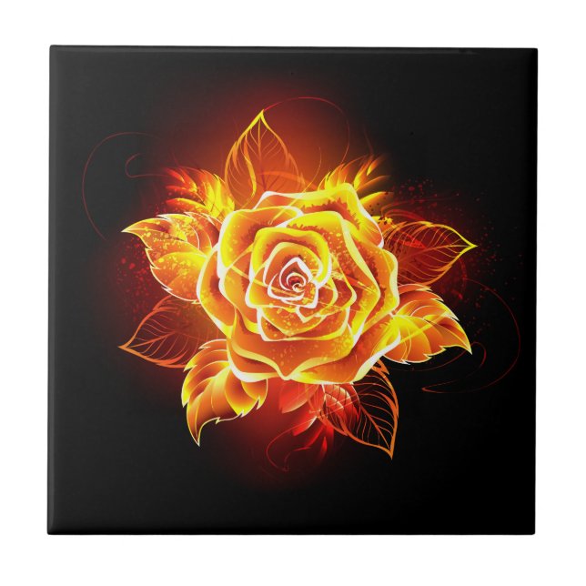Carreau Rose de feu en fleurs (Devant)
