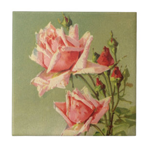 Carreau Rose de jardin rose vintage de la Saint-Valentin v