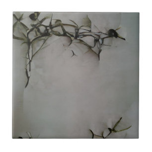 Carreau Rose épines gravures graphique art abstrait