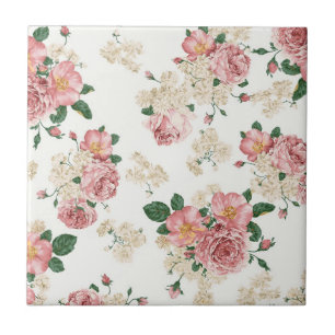 Carreau Rose et crème Vintage Floral
