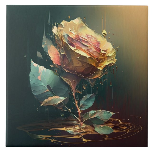 Carreau Rose éternel - Art floral délicat et gracieux (Devant)