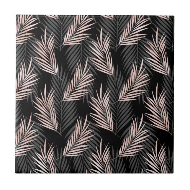 Carreau Rose Feuille de Palmier Dorée Naturelle Tropicale  (Devant)