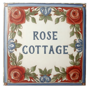 Carreau Rose Floral Custom House Nom Plaque signalétique P