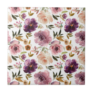 Carreau Rose Floral Rose Violet salle de bain