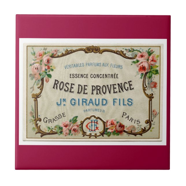 Carreau Rose français Étiquette de parfum (Devant)