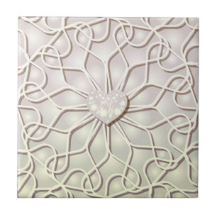 Carreau Rose Géométrique Or LOVE Motif de Cœur