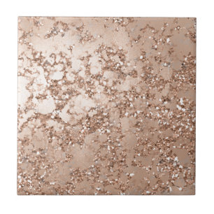 Carreau Rose Gold Blush Rose Glam Pailleté Crackle Mur