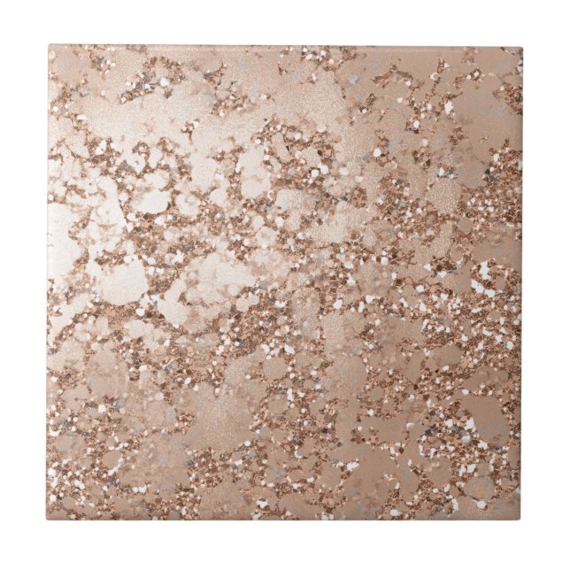 Carreau Rose Gold Blush Rose Glam Pailleté Crackle Mur (Devant)