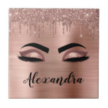 Carreau Rose Gold Glitter Sparkle Eyelashes Monogram<br><div class="desc">Rose Gold Faux Foil Metallic Sparkle Parties scintillant en métal brossé Monogramme Nom et cils initiaux (cils), Extensions Eyelash et yeux Carrelage décoratif rose vif. Le design fait le cadeau parfait pour 16 ans, mariage, douche nuptiale, anniversaire, baby shower ou bachelorette pour quelqu'un à la recherche d'un style cool tendance....</div>