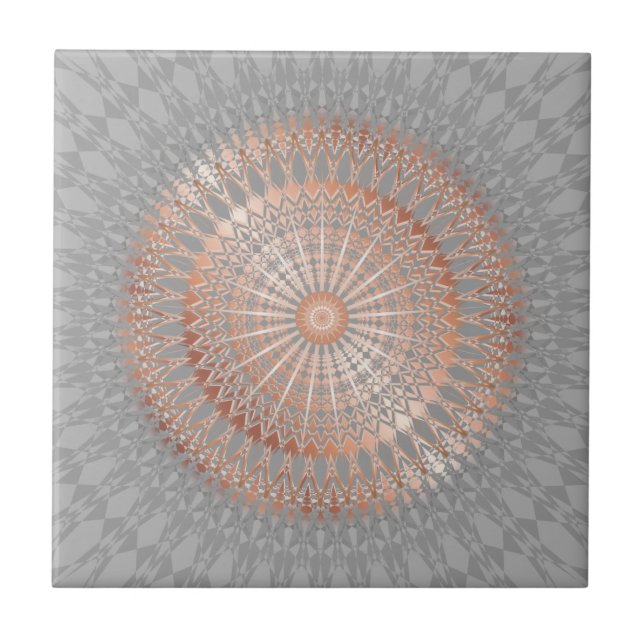 Carreau Rose Gold Grey Mandala (Devant)