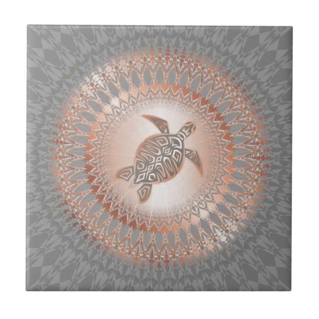 Carreau Rose Gold Gris Tortue Et Mandala (Devant)